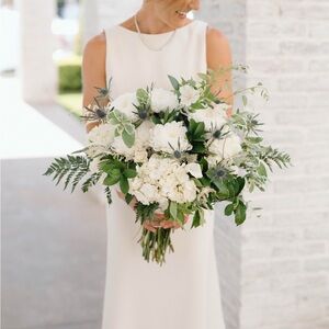 Watters cream sheath wedding gown